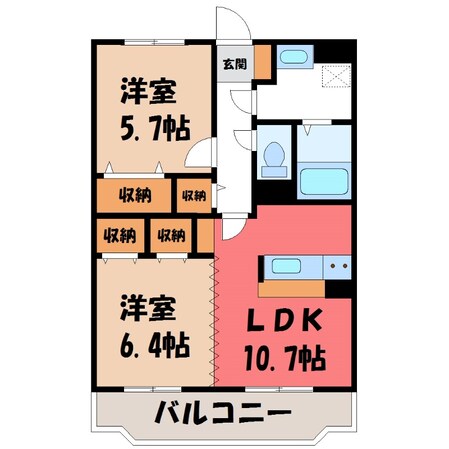 宇都宮駅 バス30分  野沢寺前下車：停歩2分 1階の物件間取画像